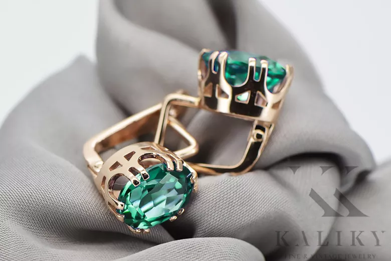 Βιντέιζ Κορδόνια Σμαραγδιού Original vintage 14k από ροζ χρυσό vec016r